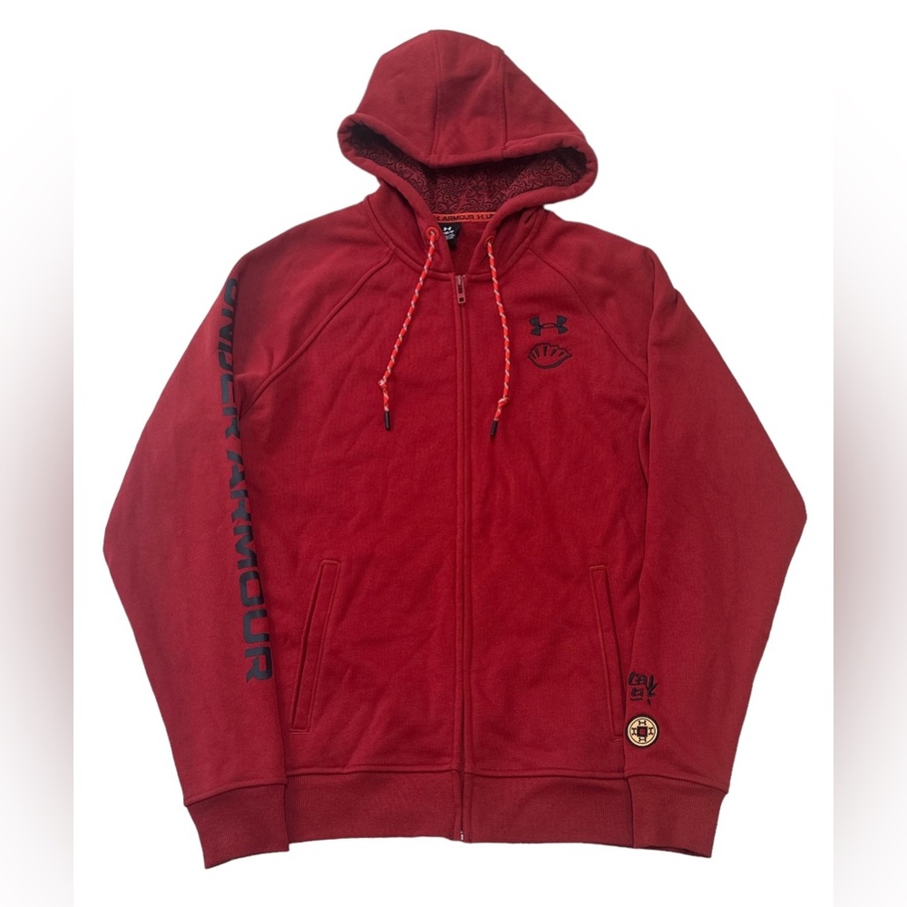 Under Armour Fleece Men’s L Red Sweatshirt Full Zip Lny Terry Fz Hoodie RN96510